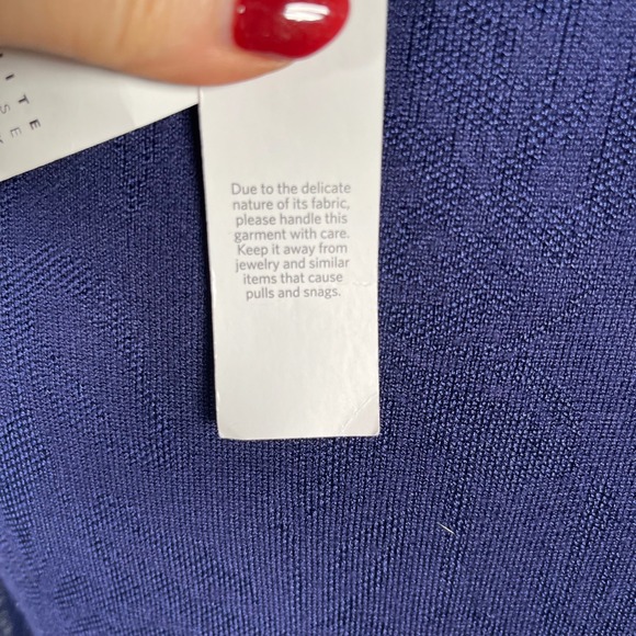 White House Black‎ Market Blue Onyx Sheer Sleeve Jacquard Midi Dress XS - Picture 9 of 16